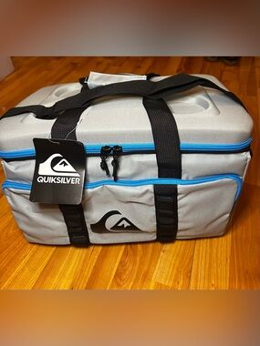Quiksilver Gray and Blue Insulated Molded Top Collapsible Cooler Tote